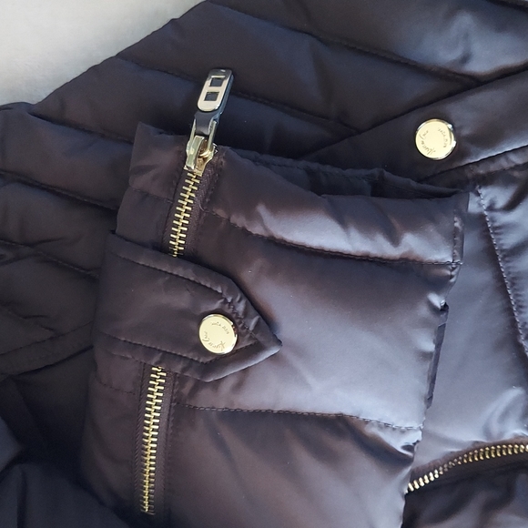 Kenneth Cole NY Mocha Faux Fur Detachable Hood Down Filled Full Zip Puffer Coat - Picture 7 of 13